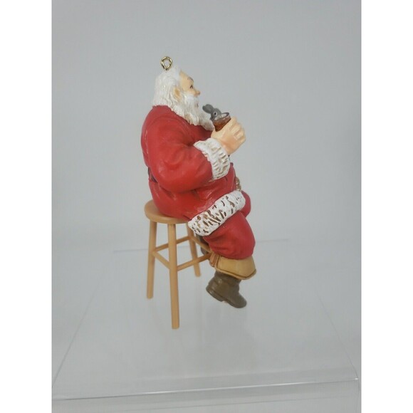Coca-Cola Trim A Tree Collection 1947 Santa on Stool Ornament 1990 Vintage Coke - Picture 12 of 16